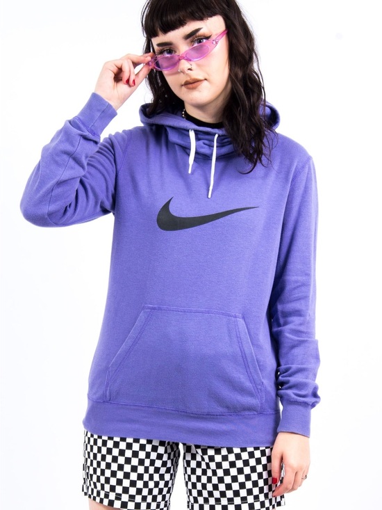 Nike Tops - Nike Violet Purple Funnel Neck Pullover Hoodie Sweatshirt Black Swoosh
